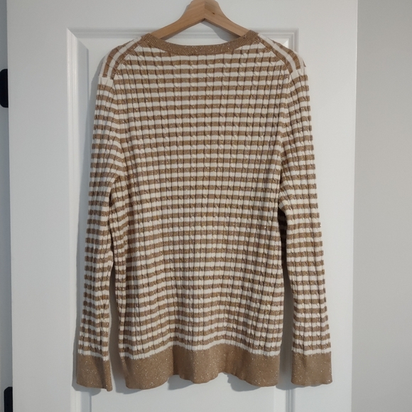 Talbots Metallic Striped Cable Knit Sweater - Picture 7 of 10
